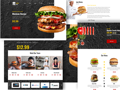 Burger King Homepage/Landing page. app design black branding burger figma flat landing page landing page marketing minimal online shop popular prototype responsive design restaurant sketch ui ux web design website