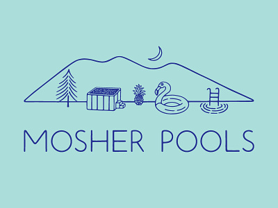 Mosher Pools brand identity branding branding agency custom lettering handlettering identity design illustration logo logo design