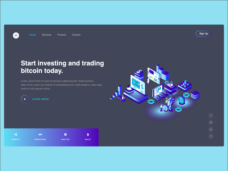 Landing page for a bitcoin trading website i designer ux designer web designer landing page bitcoin