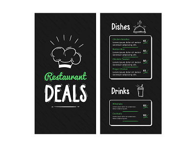 Restaurant Deals Menu brand identity branding doodle drawing graphic deesign icon menu card menu design menus restaurant menu design vector vector illustration