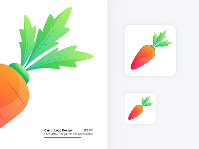 Carrot recipe App logo 🥕 branding carrot gradient graphic design icon illustration illustrator logo minimal mobile recipe recipe app symbols vagetable vector