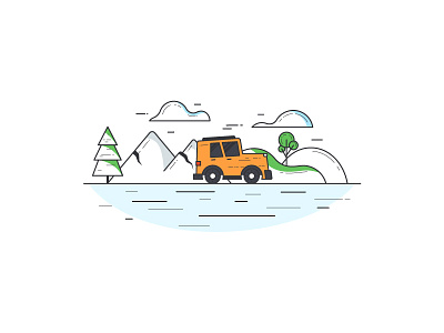 Travel landscape illustration branding custom design graphic design icon jeep landscape scratch vcard vector illustration