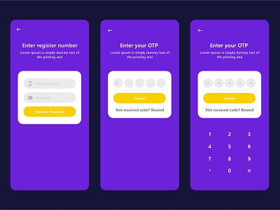 Password Recovery Screen UI Design otp recovery screen design ui kit