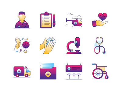 Medical Gradient Icons branding design flat icon flat icon set gradient icons icon medical icons ui ux web