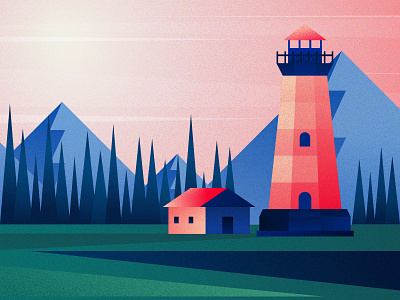 Lighthouse background gradient illustration landscape light house village