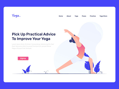 Yoga landing page illustration blue concept design illustration illustration design landing page nature pink poses red vector women yoga
