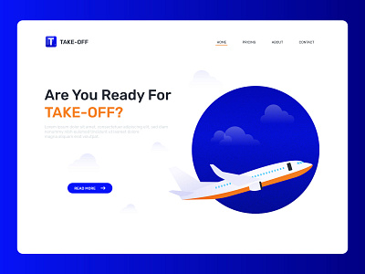 Travel Landing Page Design airplane are you ready for take off design hader hader exploration hero illustration landing page take off traveling vector illustration