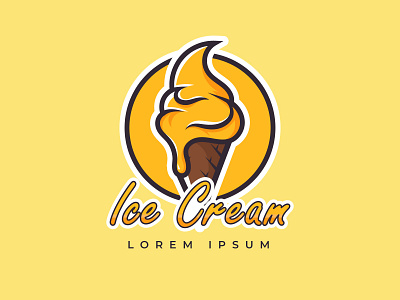 Ice Ceam banana brand ice cream cone ice cream logo logo vector vector illustration vintage yellow