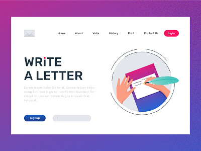 Write a latter landing page design application application icon concept dimi example illustration landing page design lettering mail vector web design webdesign write write a letter