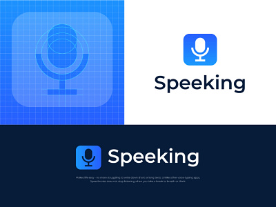 Speeking App animal app design application blue brand grid icon logo mic minimal speeking symbol vector