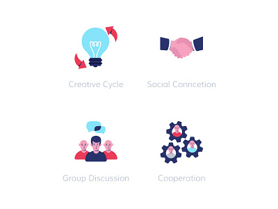 Business Management Icon Set agreements arrow bulb cooperation custom work cycle flat icon freelancer gear group discussion idea illustrator social connection team teamwork vector web