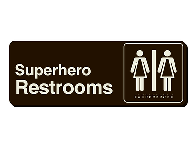 Superhero Restrooms Sign