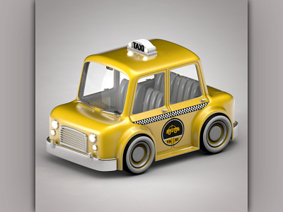 3d model cartoon car taxi
