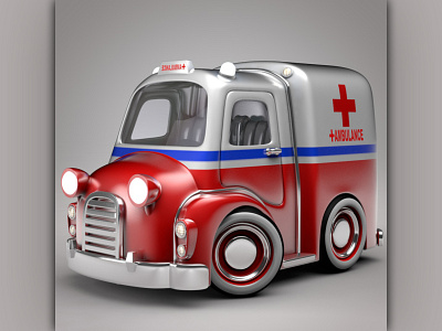 3d model cartoon car ambulance 3d 3dillustration 3dmodel 3dmodeling ambul c4d c4drender car cartoon design