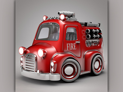 3d model cartoon car fire truck