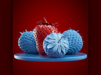 3d illustration cartoon Strawberry fruit