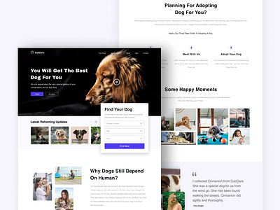 CubCare adoption branding dailyui dog sell and buy dogadoption agency home screen homepage homepage design house landing page ui landing page uiux landingpage pet care agency popular design popular shot typography web webdesign website webuiuxdesign