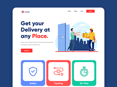 Express || Product Delivery Company agency landing page creative design creative ui dailyui delivery delivery app delivery company website delivery service delivery status homepage landingpage popular design website