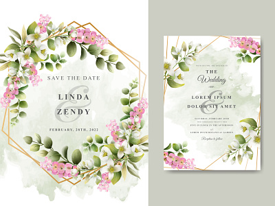 Beautiful floral wedding invitation template romantic