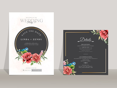 Beautiful red rose wedding invitation templates decorative