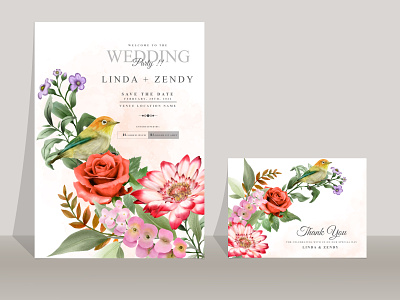Beautiful red rose wedding invitation templates decorative