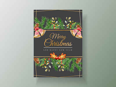 Elegant card template christmas theme invitation