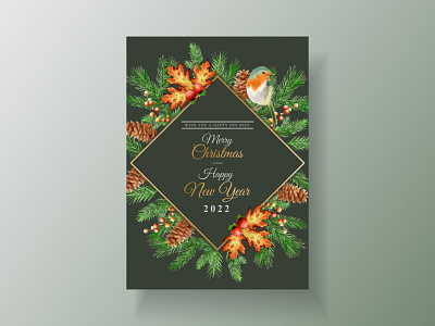 Elegant card template christmas theme invitation