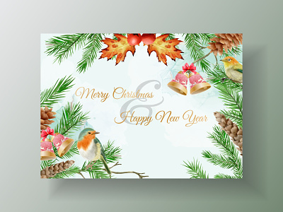 Elegant card template christmas theme invitation