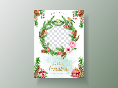 Beautiful card template christmas theme new