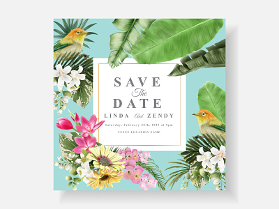 Exotic Hawaiian wedding invitations card template vintage