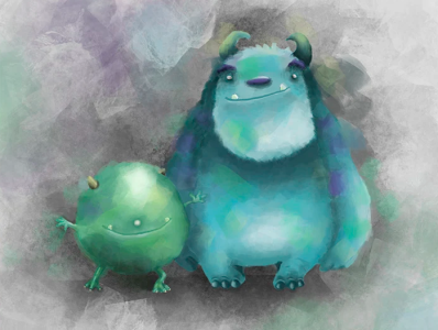 Mike and Sully - Monsters inc. characterdesign digitalart disney doodle drawing illustration mike monstersinc sketch sully