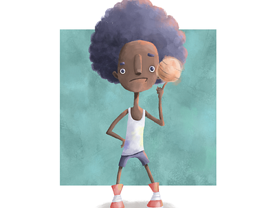 Basketball player adobe photoshop afro ball basketball basketball player characterdesign digitalart doodle drawing illustration kids photoshop player ready sketch tennis shoes