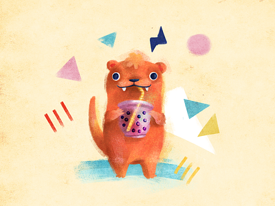 Otter bubble bubble tea characterdesign childrens book design digitalart doodle drawing illustration illustrator otter otters painting photoshop sketch