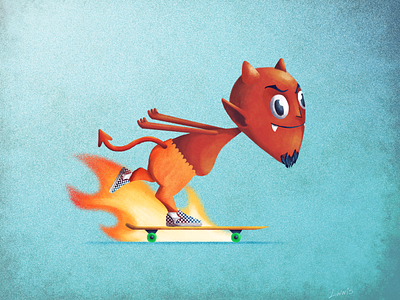 Skating Devil characterdesign devil digitalart drawing evil illustration photoshop skate skating