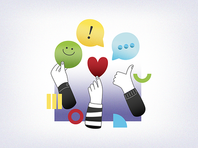 Comments illustration color palette comments digitalart email emoji hands happy face illustration review