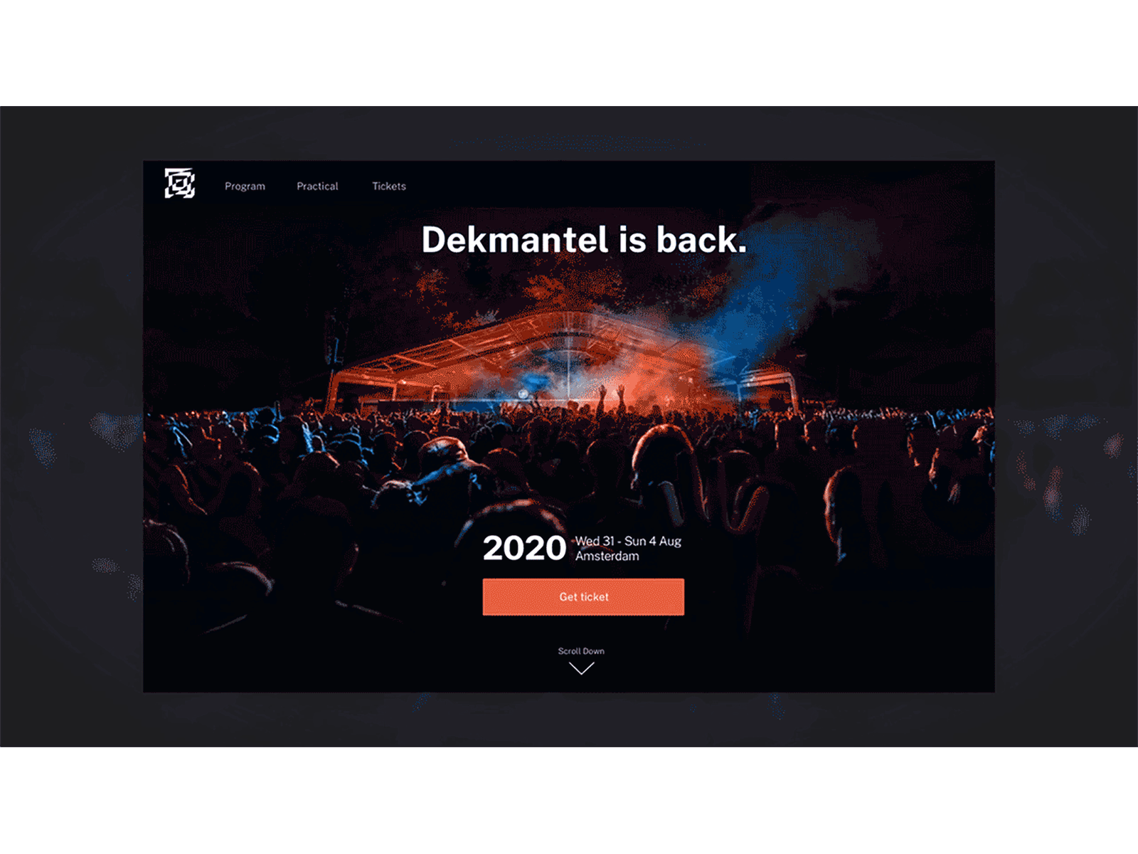 Dekmantel Festival - Desktop electronic music event festival graphic design homepage illustration landing page layout motion parallax ui ux web design