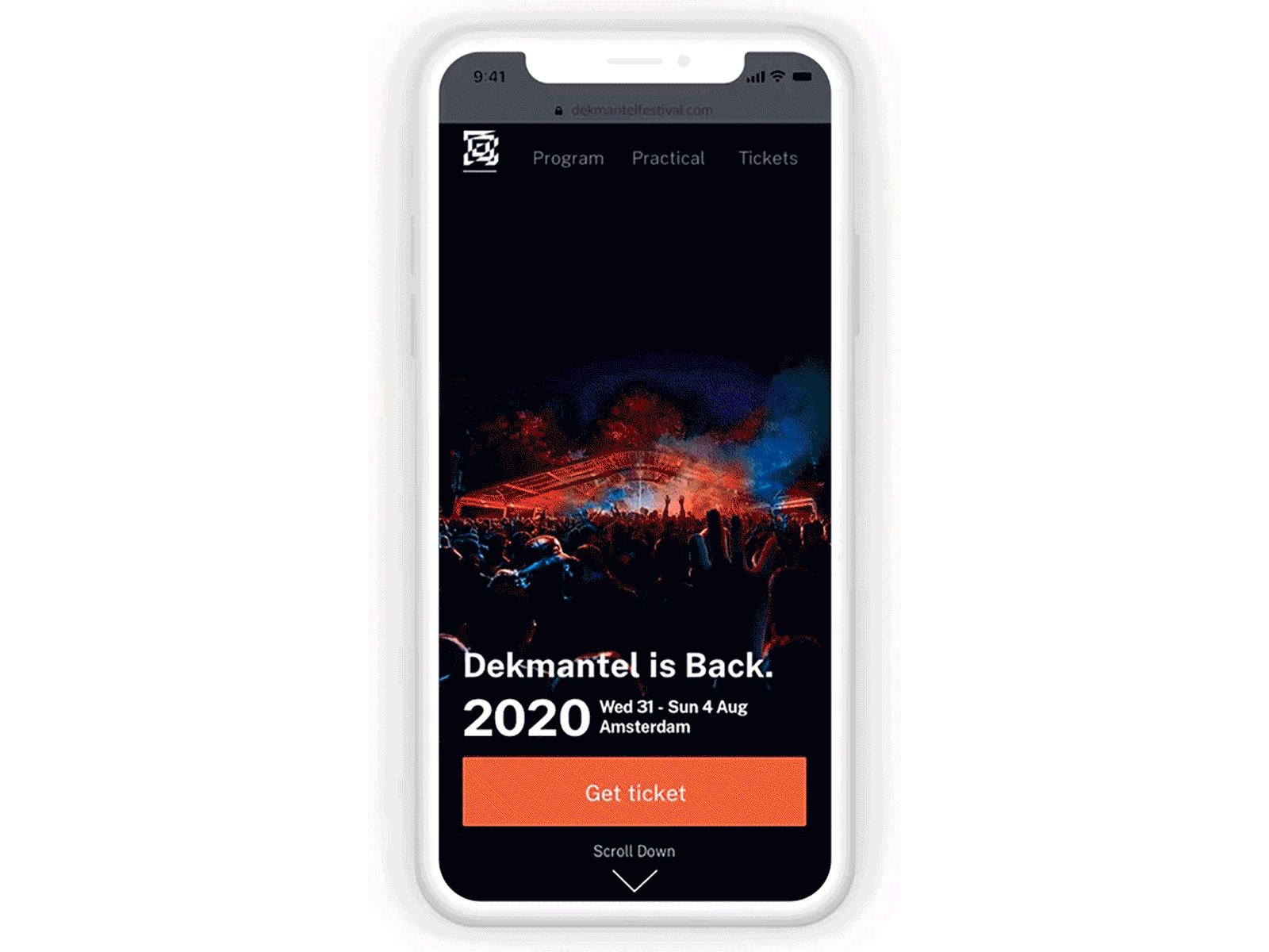 Dekmantel Festival - Mobile electronic music event festival graphic design homepage layout motion parallax ui ux web design