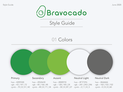 Bravocado Farms Style Guide, Colors