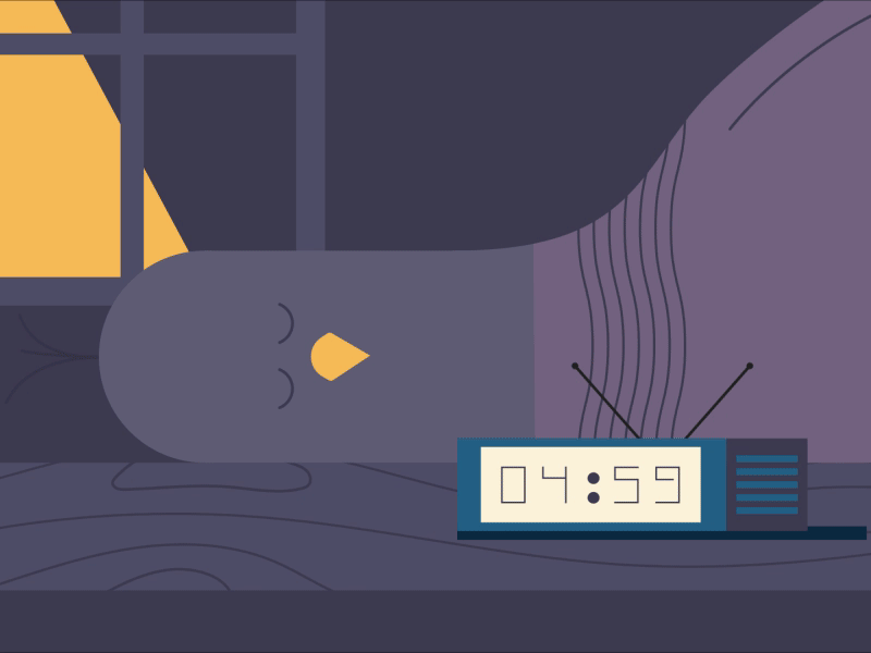 Everyday Metaphors - 01. Early Bird after effects alarm clock animation character design everyday metaphors illustrator morning motion design