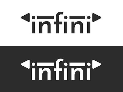 "Infini" Variation #1 2d black and white flat design logo simple typography ui vector