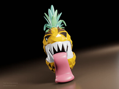 Pineapple that Eats You Back 3d animation 3d model blender blender3d eevee fruit lowpoly pineapple render shiny tropical wallpaper