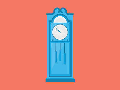 Grandfather blue clock flat illustration illustrator red simple study time