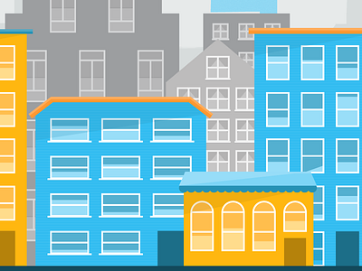 Buildin' adobe blue building buildings color flat icon illustrate illustration illustrator yellow
