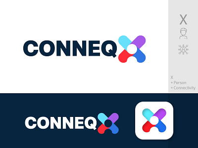 ConneqX Logo Design Concept 2 app icon brand design communication connection dribbble letter x logo concept logo design logo maker logo mark logos logotype minimalist design minimalist logo profile video video chat video conferencing visual identity x logo