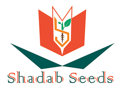 Shadab Seeds Flat Logo, Made By israr Khan agriculture branding design flat logo green illustration logo logo design logo design branding orange seeds store design vector white space