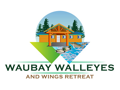 Vintage Hand Drawn Logo For Waubay Walleyes & Wings Retreat classic classic logo classical fishing logo hand hand drawn hand drawn logo hand drawn logos handmade retreat retro badge retro logo retrowave travel traveling vintage vintage badge vintage badges vintage font vintage logo