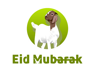 Modern Eid Mubarak Logo With Goat Mascot