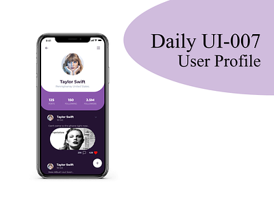USER PROFILE - Daily UI 007 colors dailyui design designer music socialmedia taylor ui design uiinspiration uiux user profile uxdesign