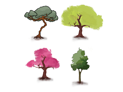 Different trees beginner digital painting excited first photoshop trees