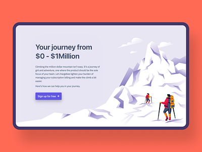 Zero to One million ARR journey - Illustration goal graphic design illustrator layout design snow trekking ui visual design web design